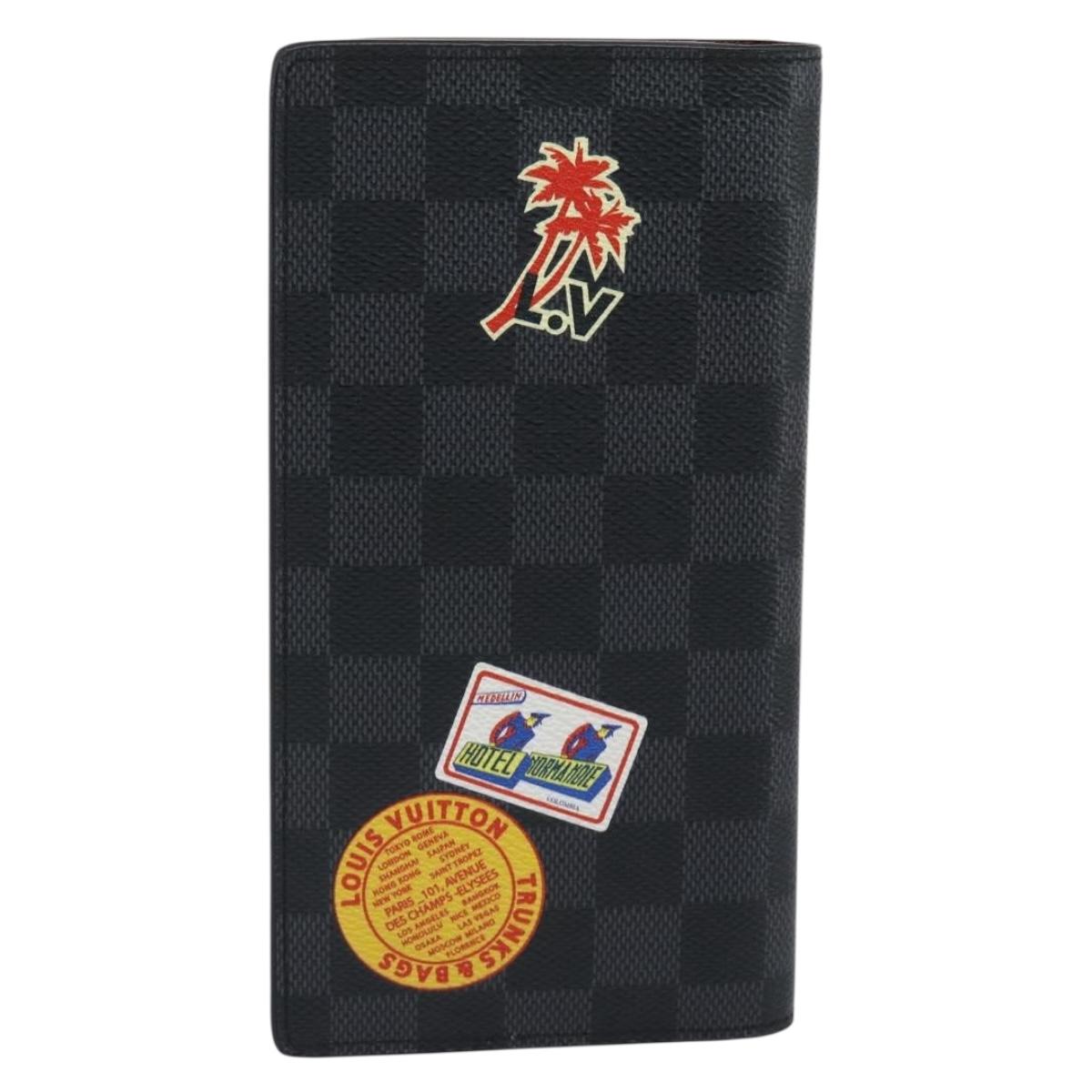 LOUIS VUITTON Damier Graphite Porte Feuille Brother Long Wallet LV Auth 189789M