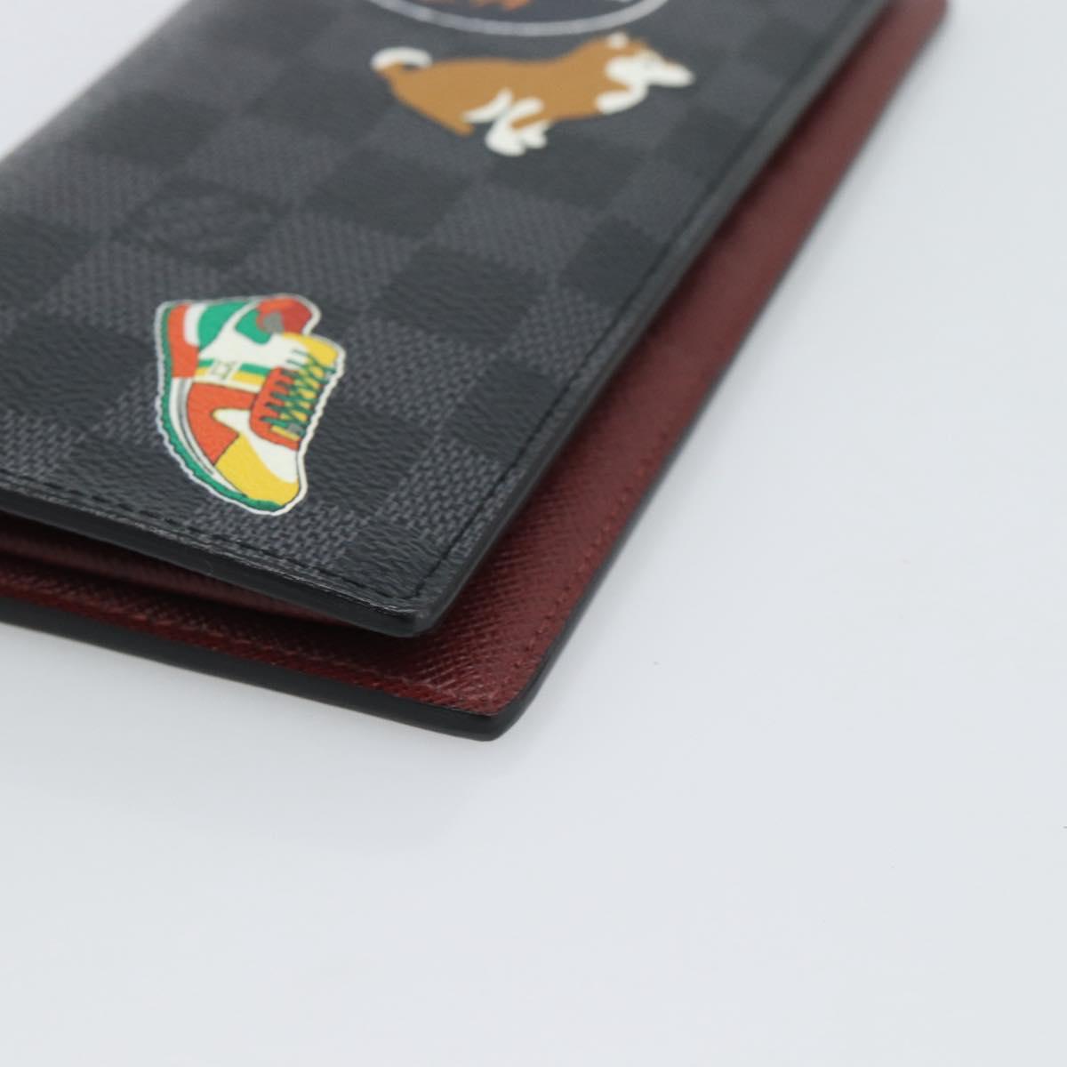 LOUIS VUITTON Damier Graphite Porte Feuille Brother Long Wallet LV Auth 189789M