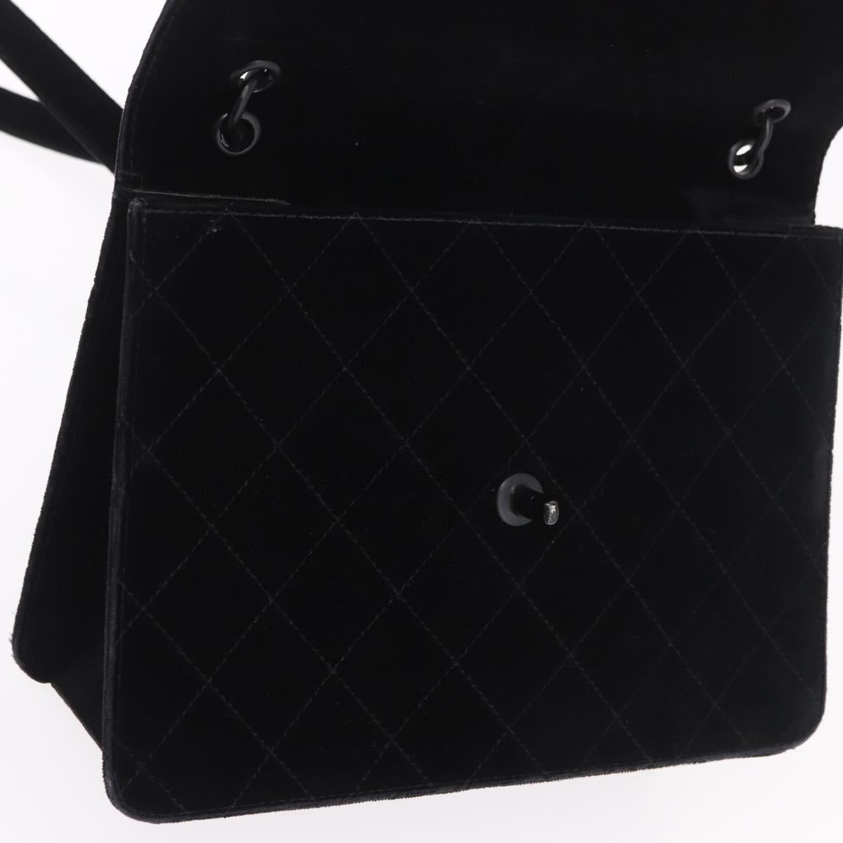CHANEL Matelasse Chain Shoulder Bag Velor Black CC Auth 189792A