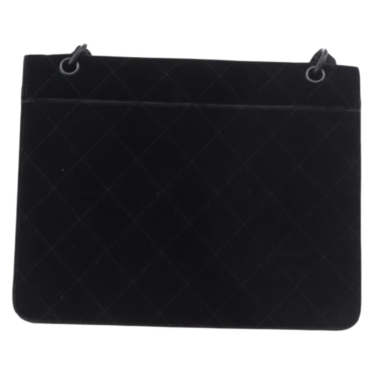 CHANEL Matelasse Chain Shoulder Bag Velor Black CC Auth 189792A