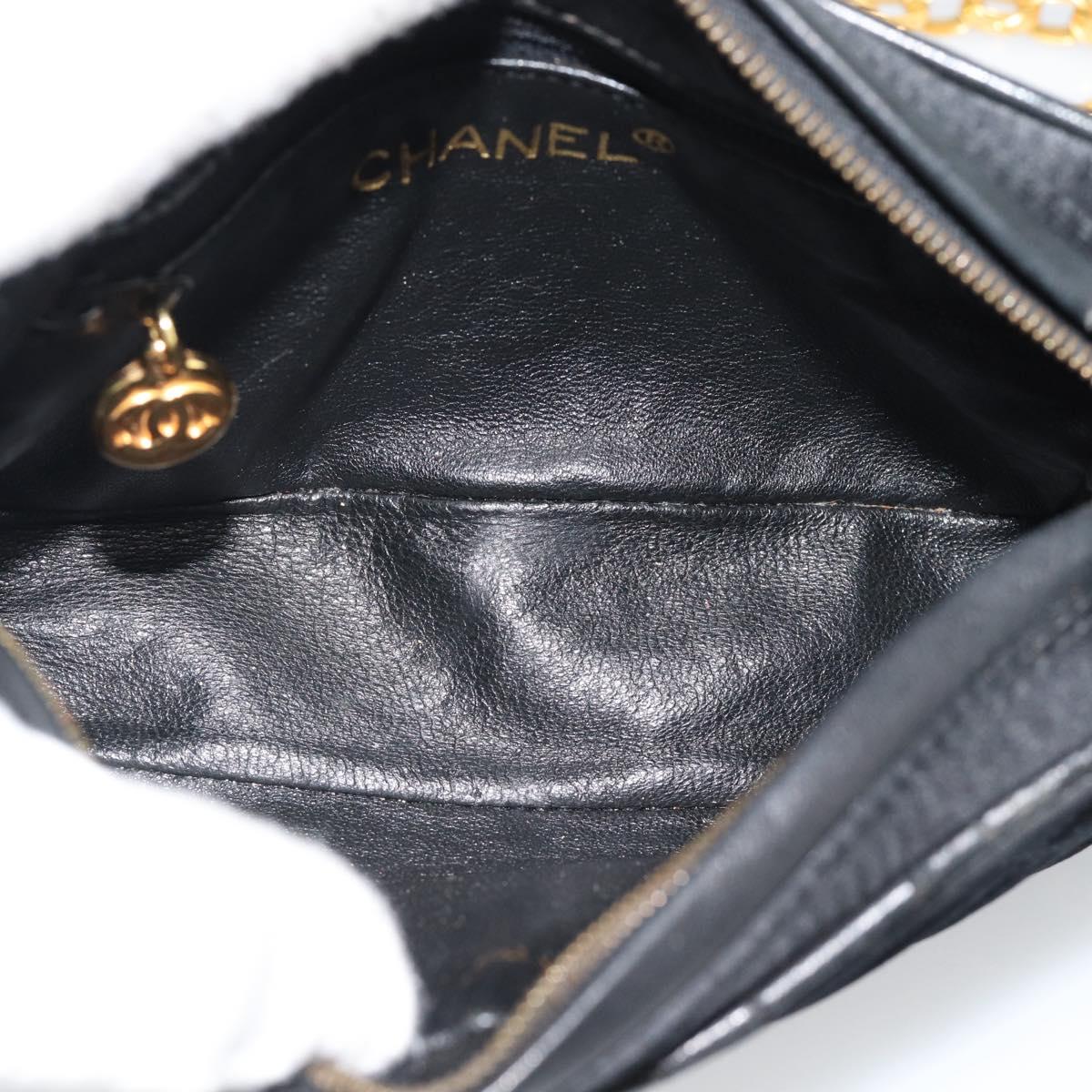 CHANEL Matelasse Chain Shoulder Bag Satin Black Gold CC Auth 189794V