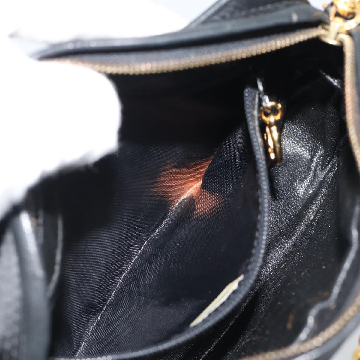 CHANEL Matelasse Chain Shoulder Bag Satin Black Gold CC Auth 189794V