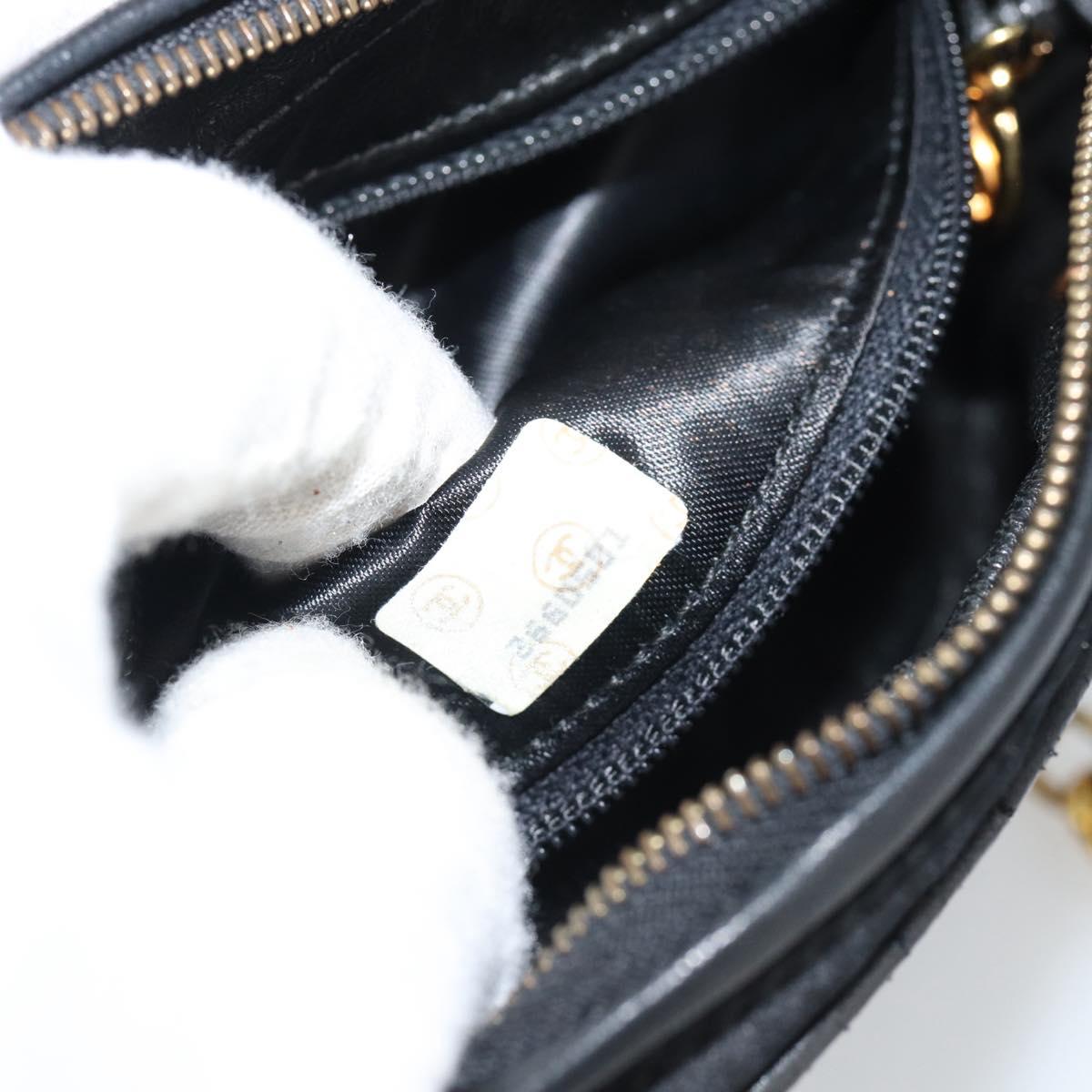 CHANEL Matelasse Chain Shoulder Bag Satin Black Gold CC Auth 189794V