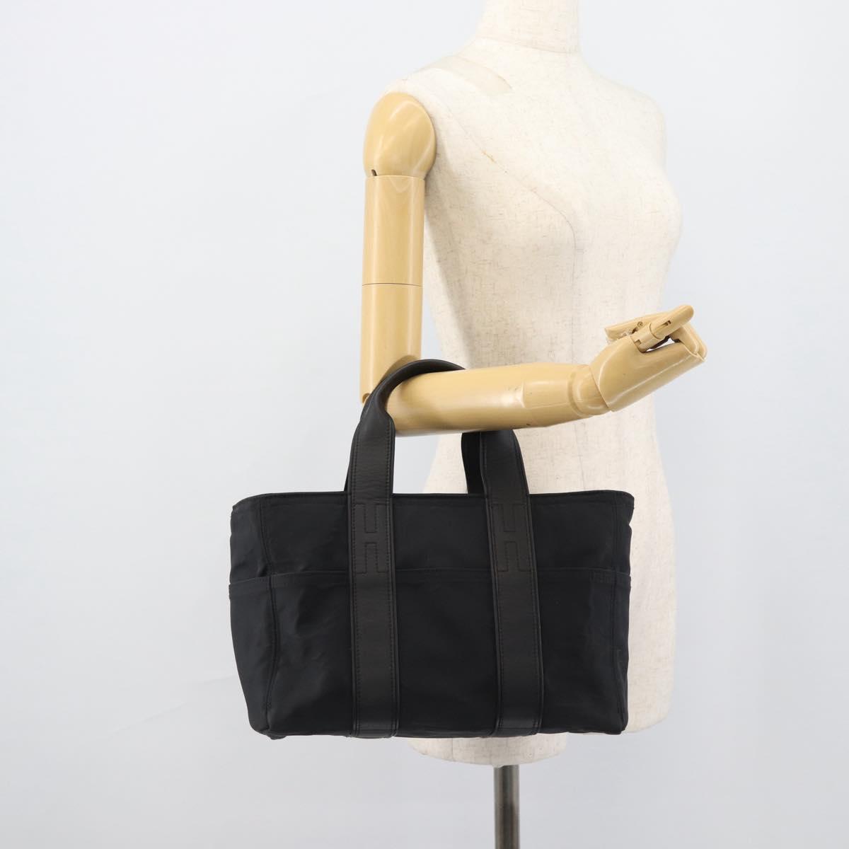 HERMES Acape Luco PM Hand Bag Nylon Black Auth 189796