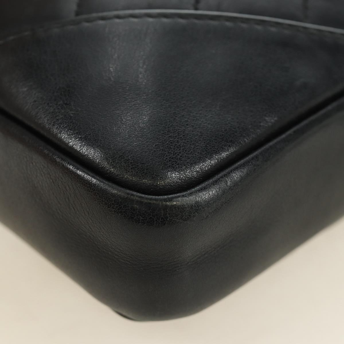 CHANEL Cambon Line Matelasse Shoulder Bag Leather Black Silver CC Auth 189797V