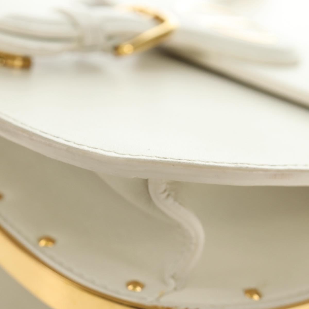 Christian Dior Bobby Shoulder Bag Leather White Gold Auth 189798M