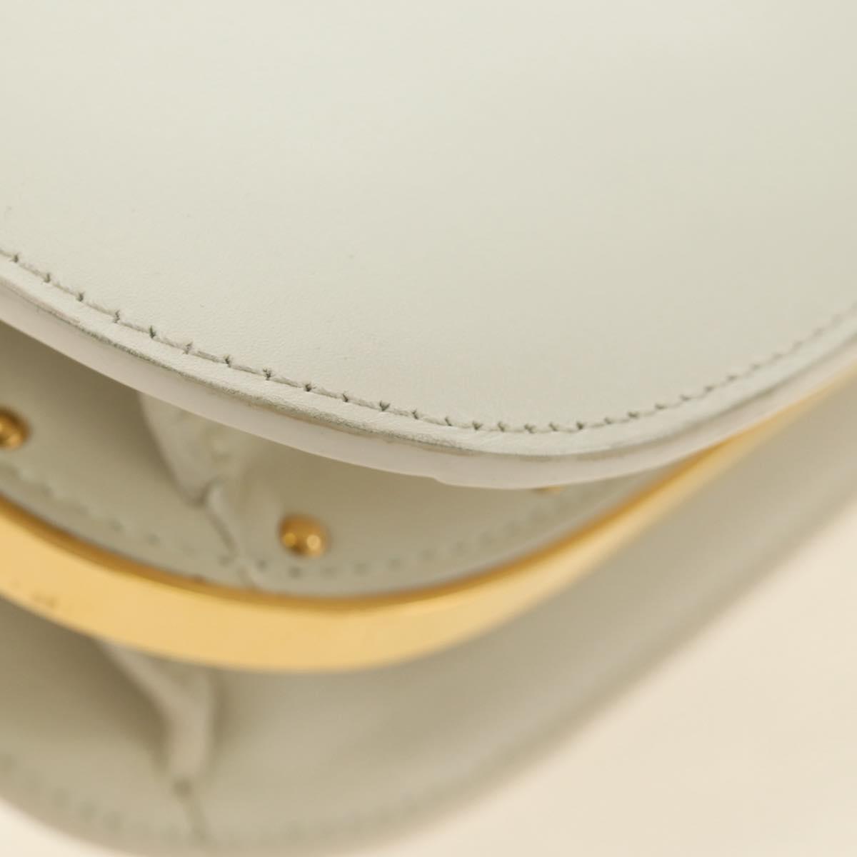 Christian Dior Bobby Shoulder Bag Leather White Gold Auth 189798M