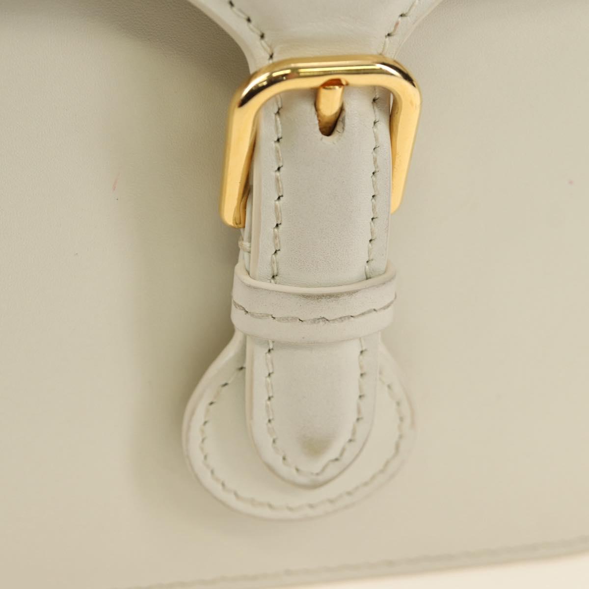 Christian Dior Bobby Shoulder Bag Leather White Gold Auth 189798M