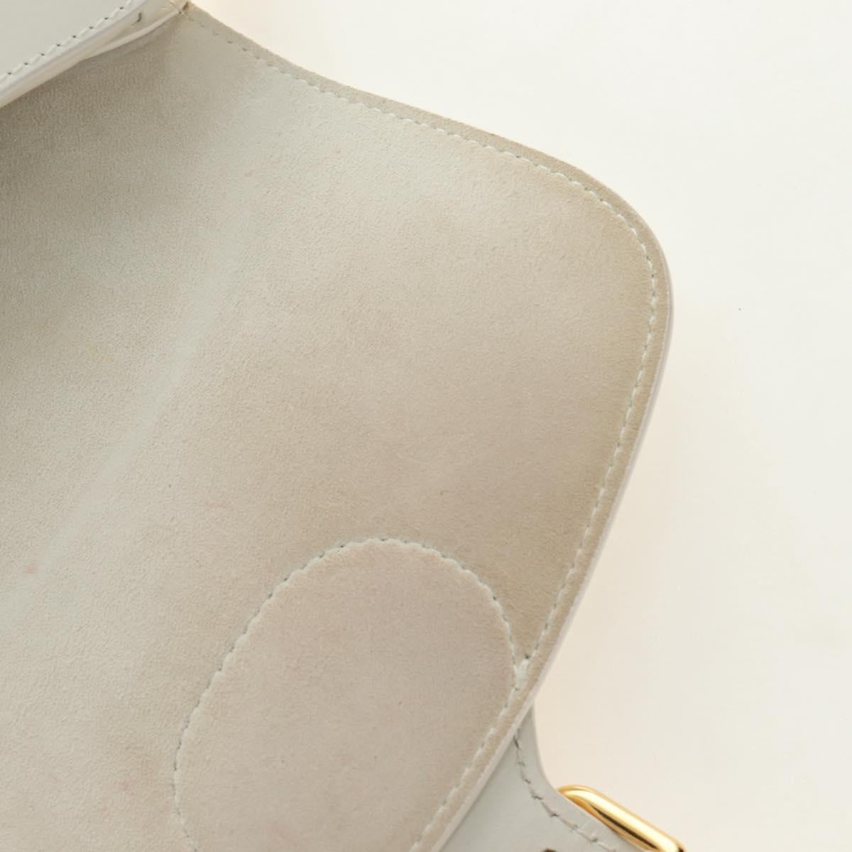 Christian Dior Bobby Shoulder Bag Leather White Gold Auth 189798M