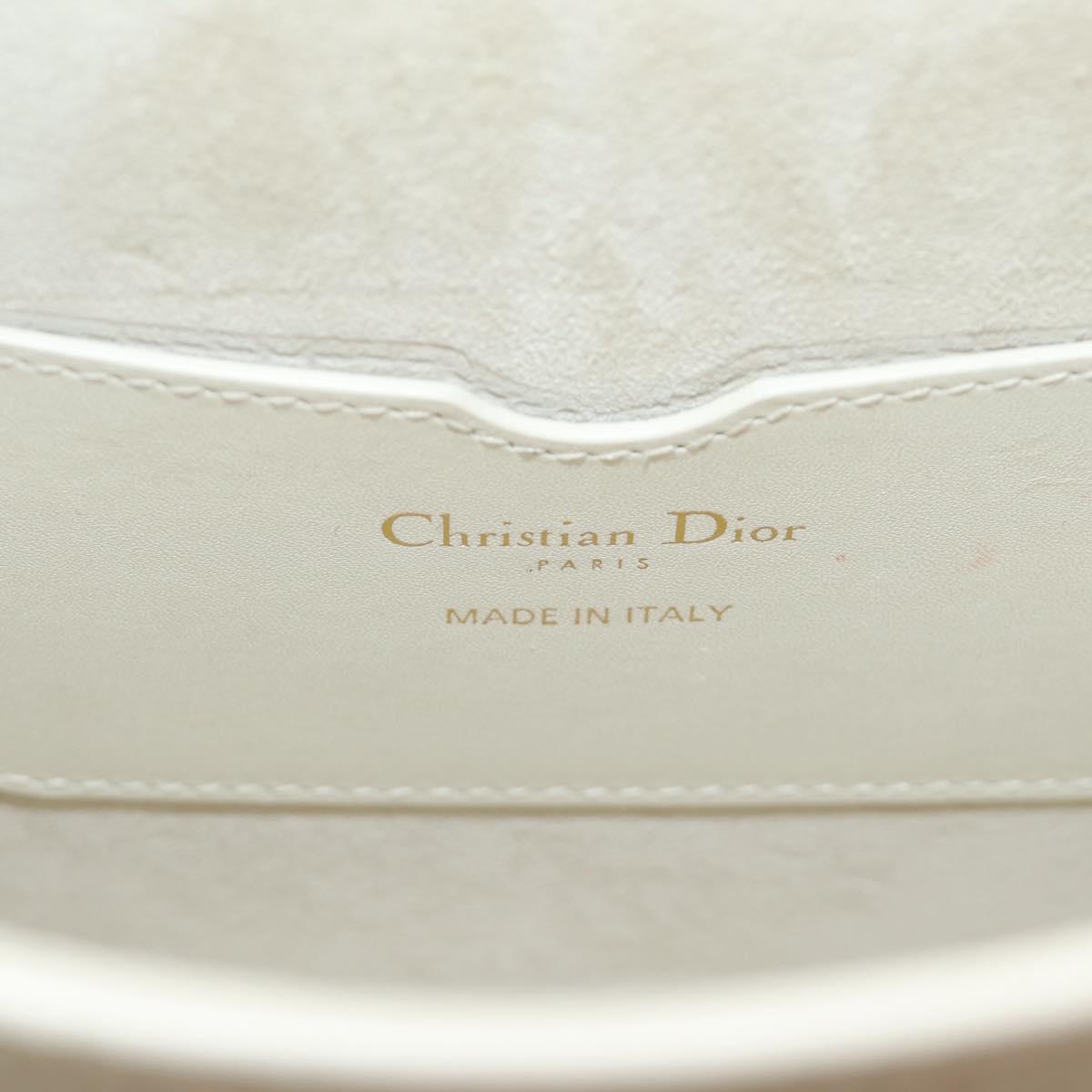Christian Dior Bobby Shoulder Bag Leather White Gold Auth 189798M