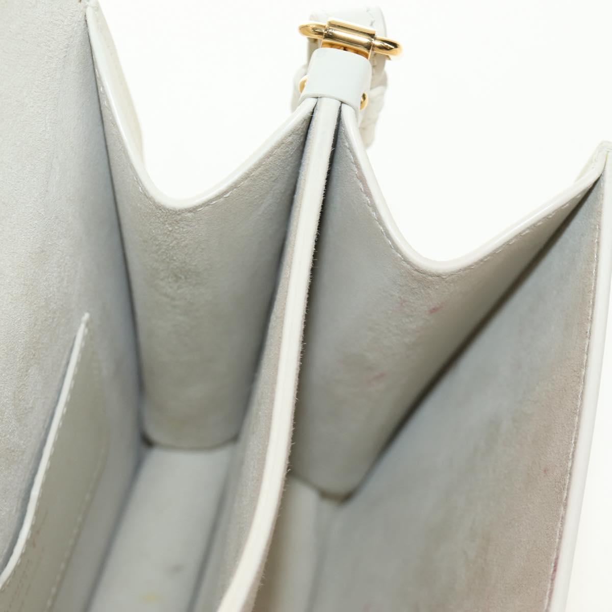 Christian Dior Bobby Shoulder Bag Leather White Gold Auth 189798M
