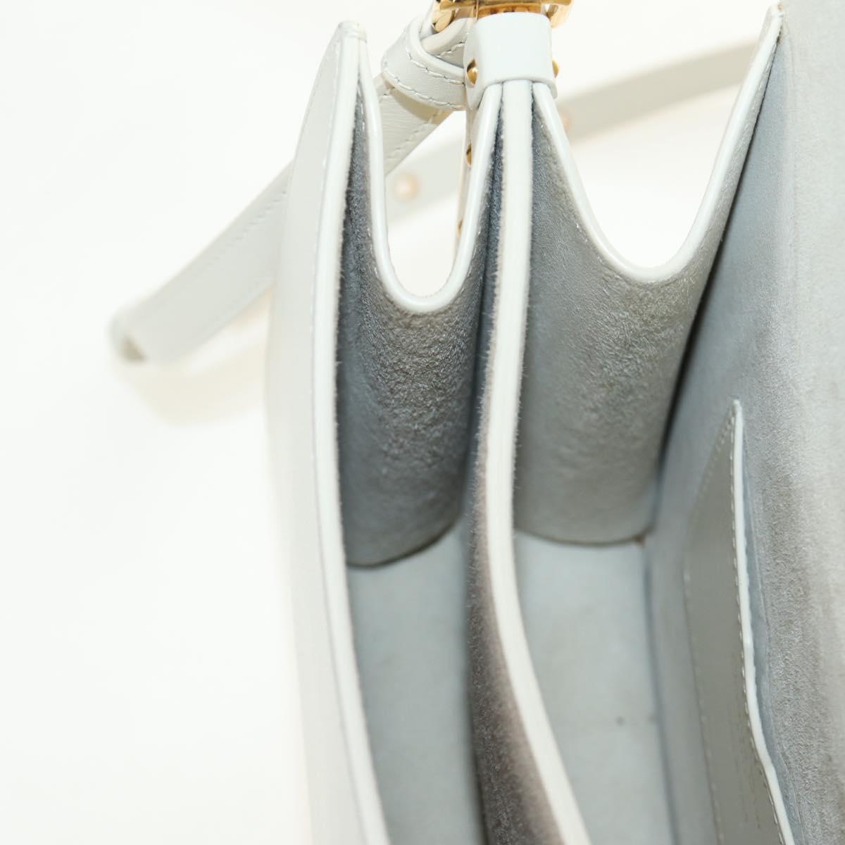 Christian Dior Bobby Shoulder Bag Leather White Gold Auth 189798M