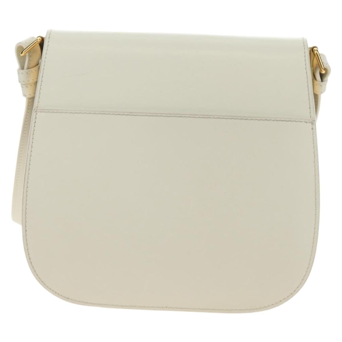 Christian Dior Bobby Shoulder Bag Leather White Gold Auth 189798M