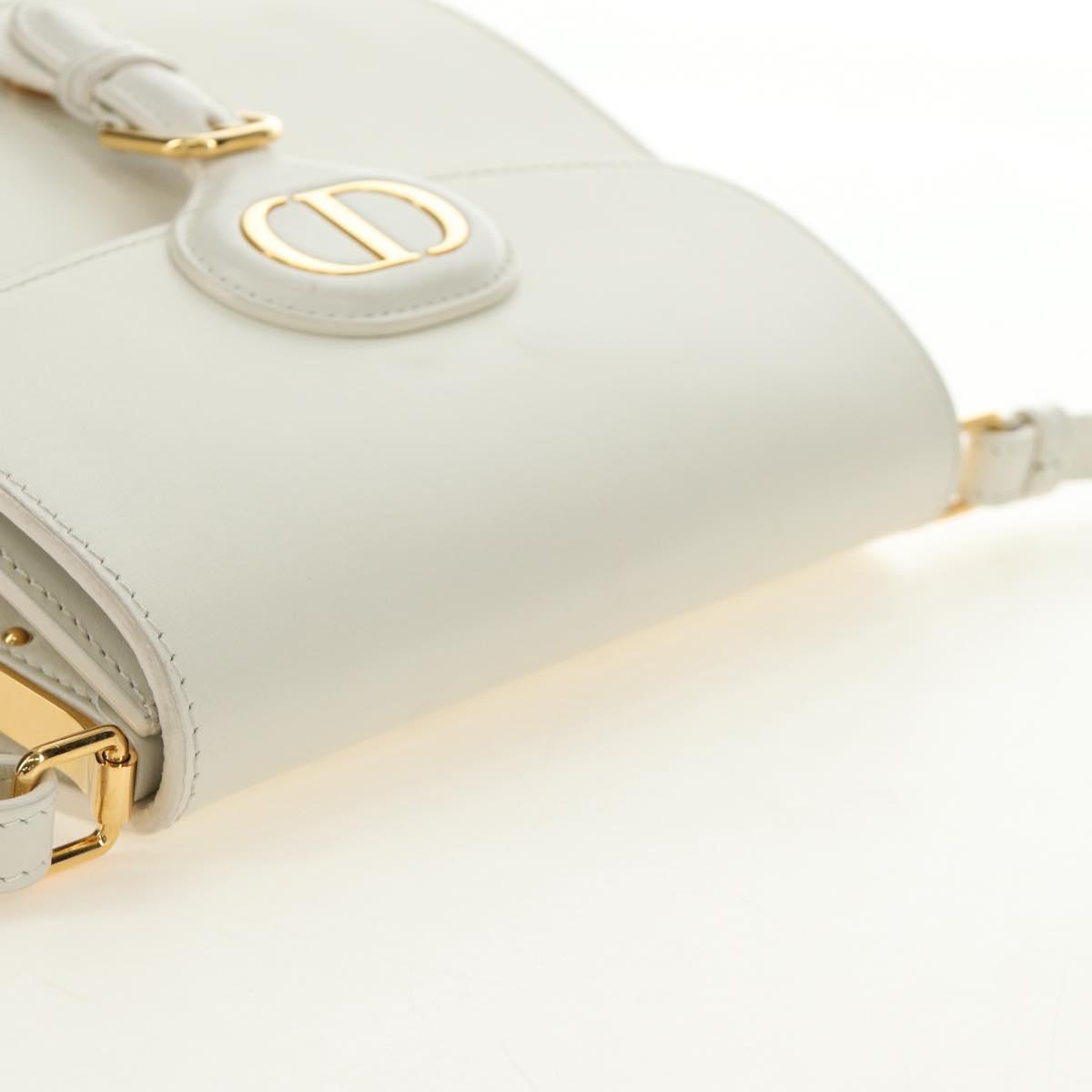 Christian Dior Bobby Shoulder Bag Leather White Gold Auth 189798M