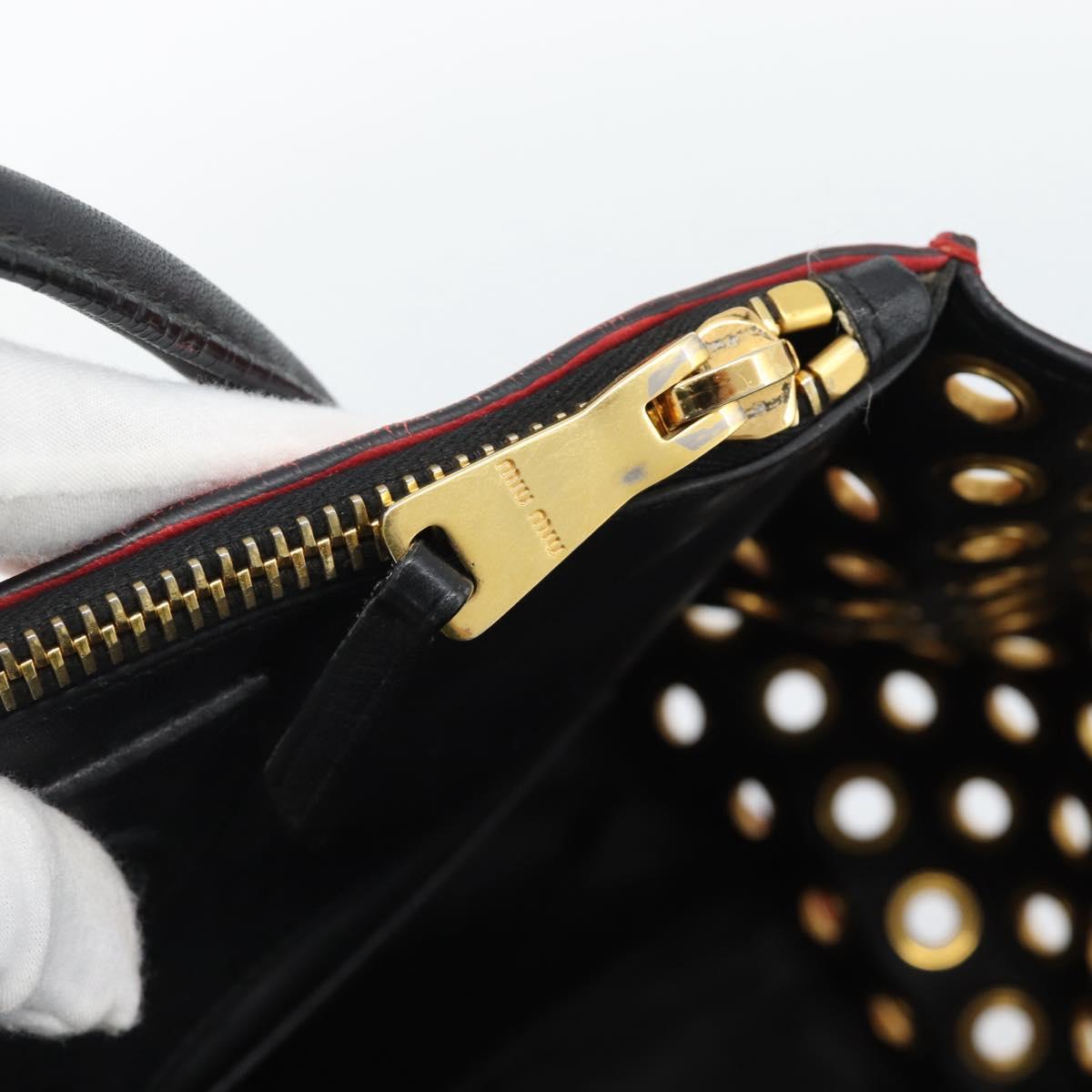 Miu Miu Hand Bag Leather 2way Red Gold Auth 189800A
