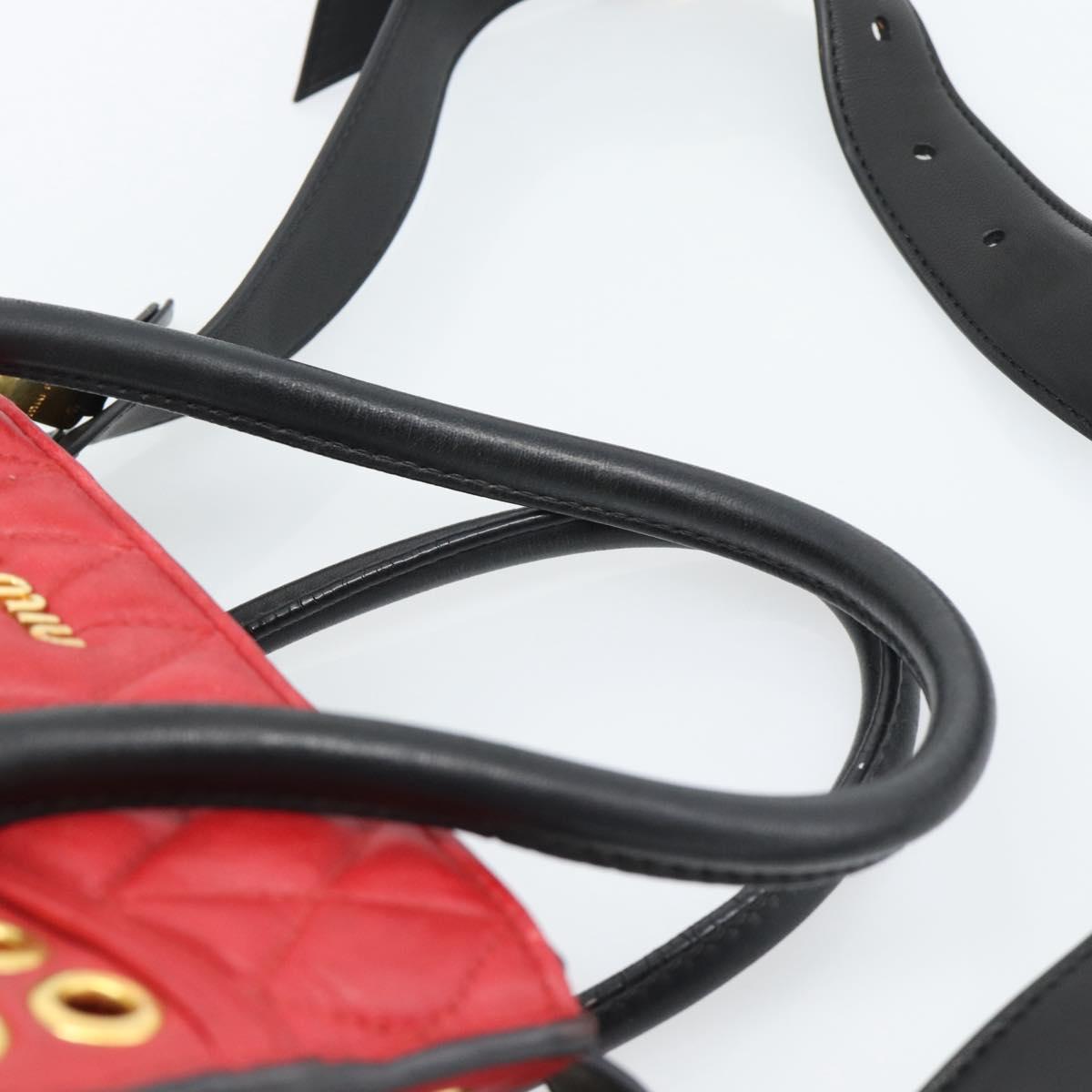 Miu Miu Hand Bag Leather 2way Red Gold Auth 189800A
