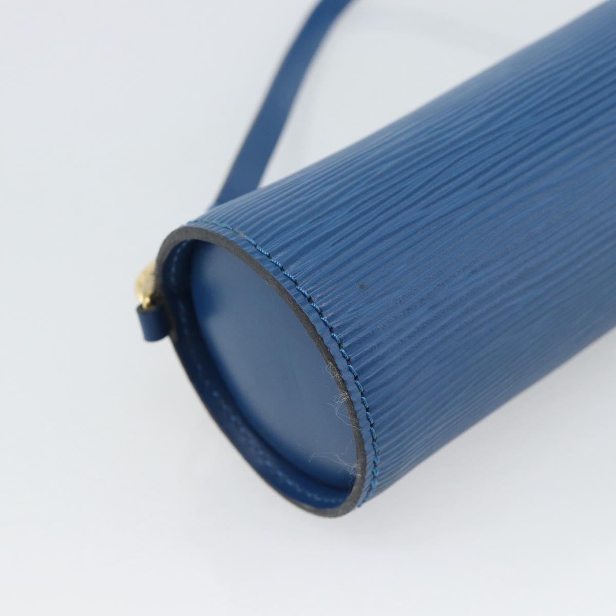 LOUIS VUITTON Epi Soufflot Pouch Blue LV Auth 189802