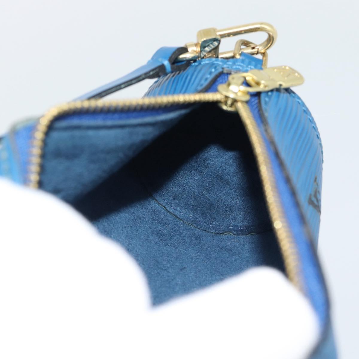 LOUIS VUITTON Epi Soufflot Pouch Blue LV Auth 189802
