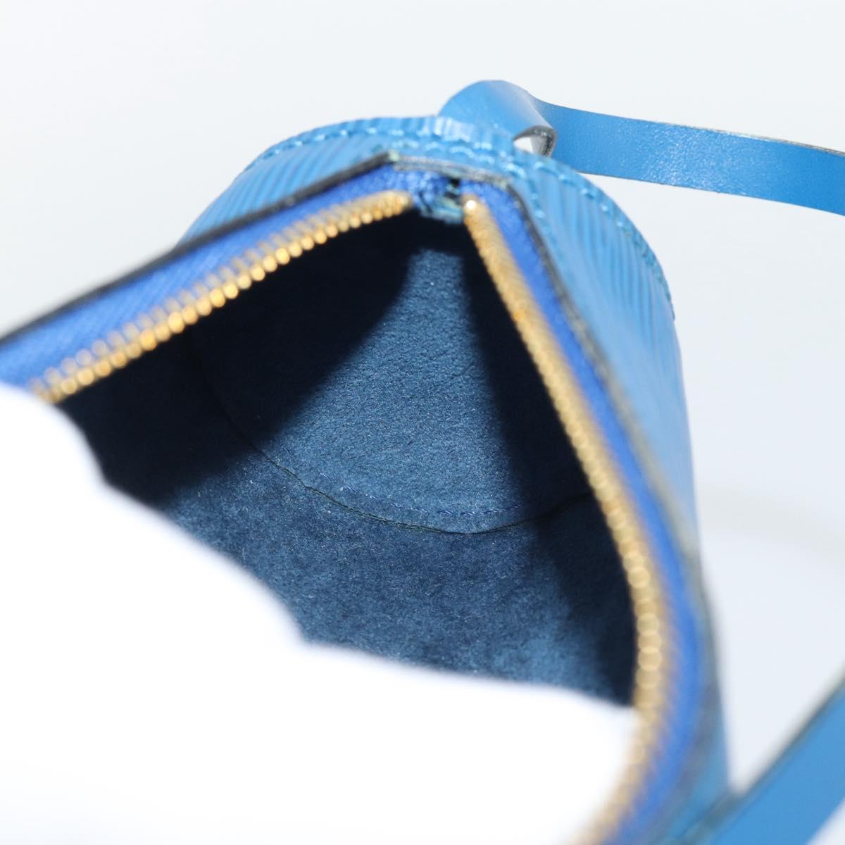 LOUIS VUITTON Epi Soufflot Pouch Blue LV Auth 189802