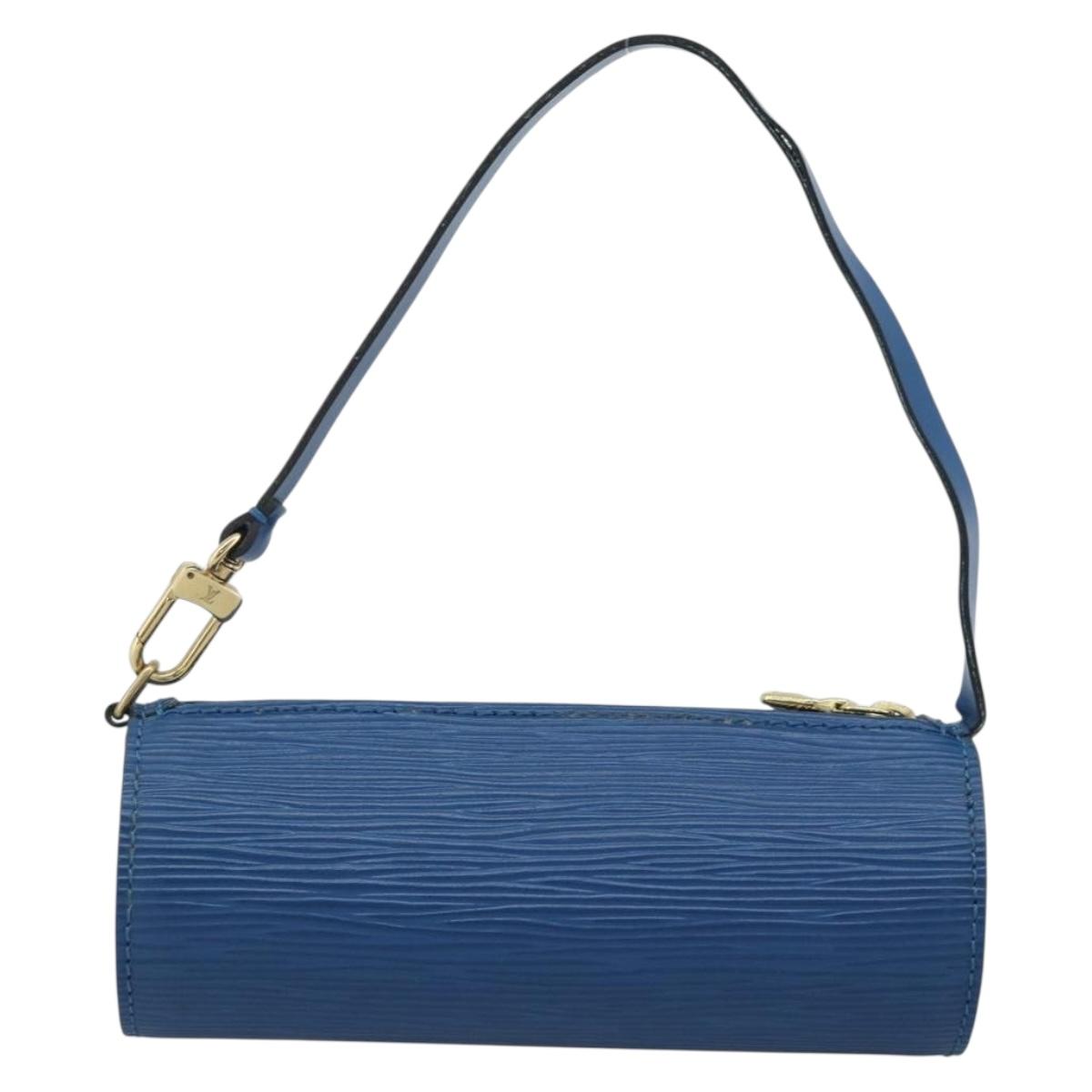 LOUIS VUITTON Epi Soufflot Pouch Blue LV Auth 189802