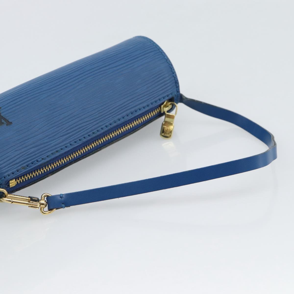 LOUIS VUITTON Epi Soufflot Pouch Blue LV Auth 189802