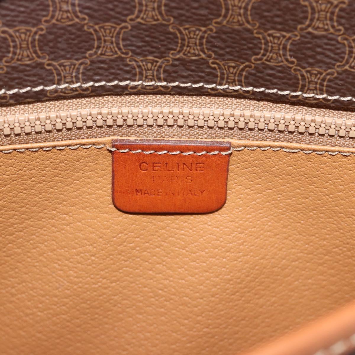 CELINE Macadam Canvas Shoulder Bag PVC Leather Brown Gold Auth 189803