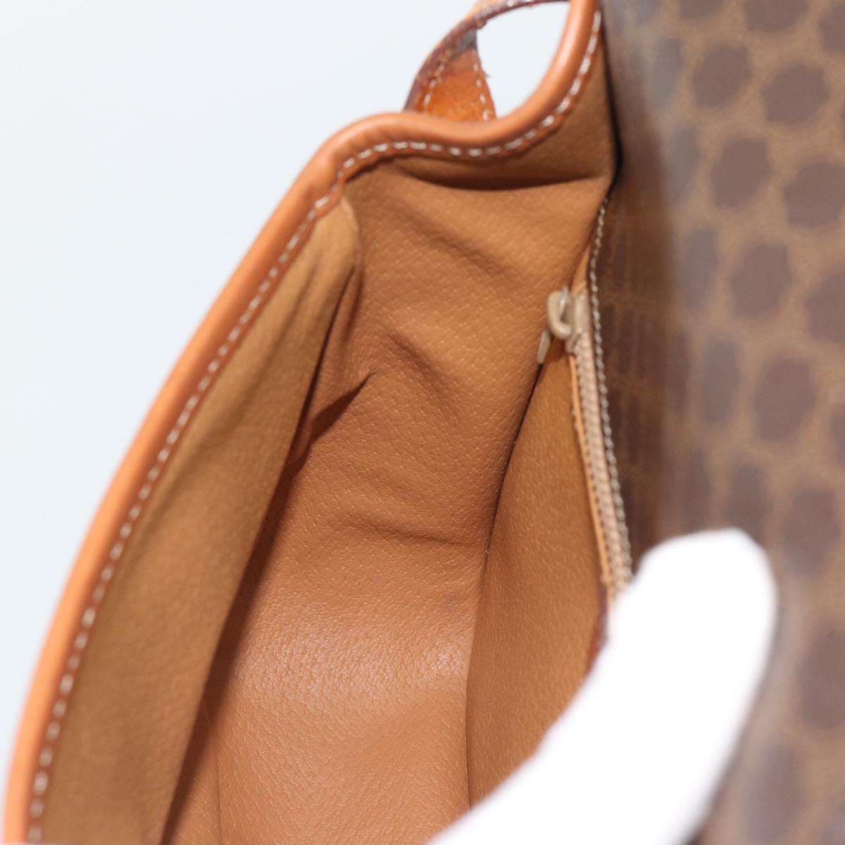 CELINE Macadam Canvas Shoulder Bag PVC Leather Brown Gold Auth 189803