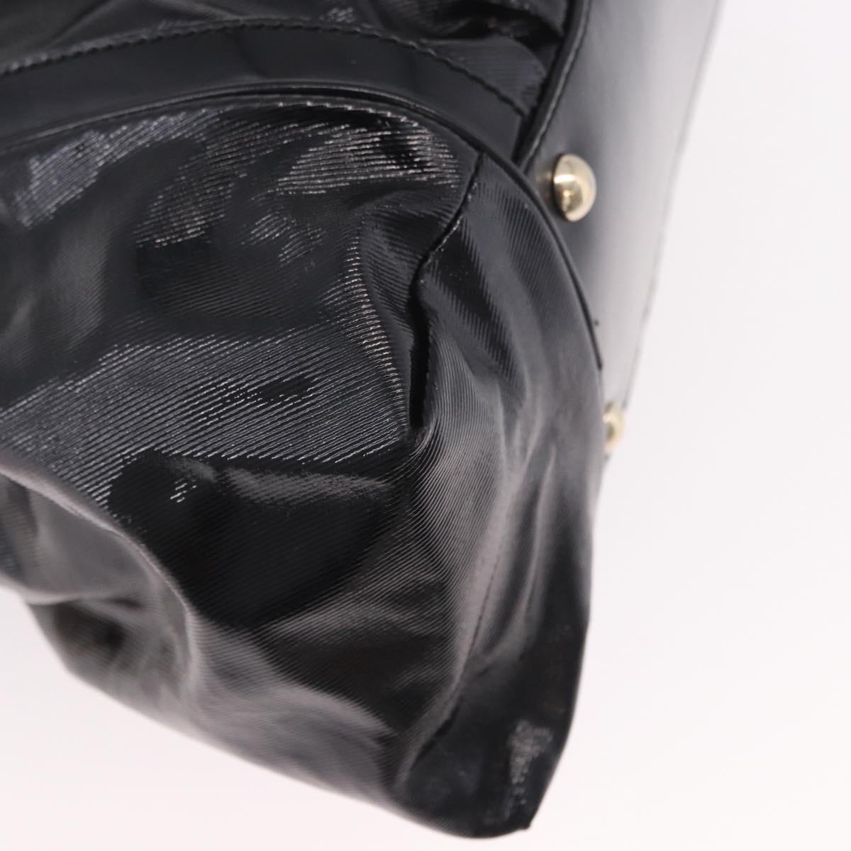 GUCCI Bamboo Hand Bag PVC Canvas 2way Black Gold Auth 189804A