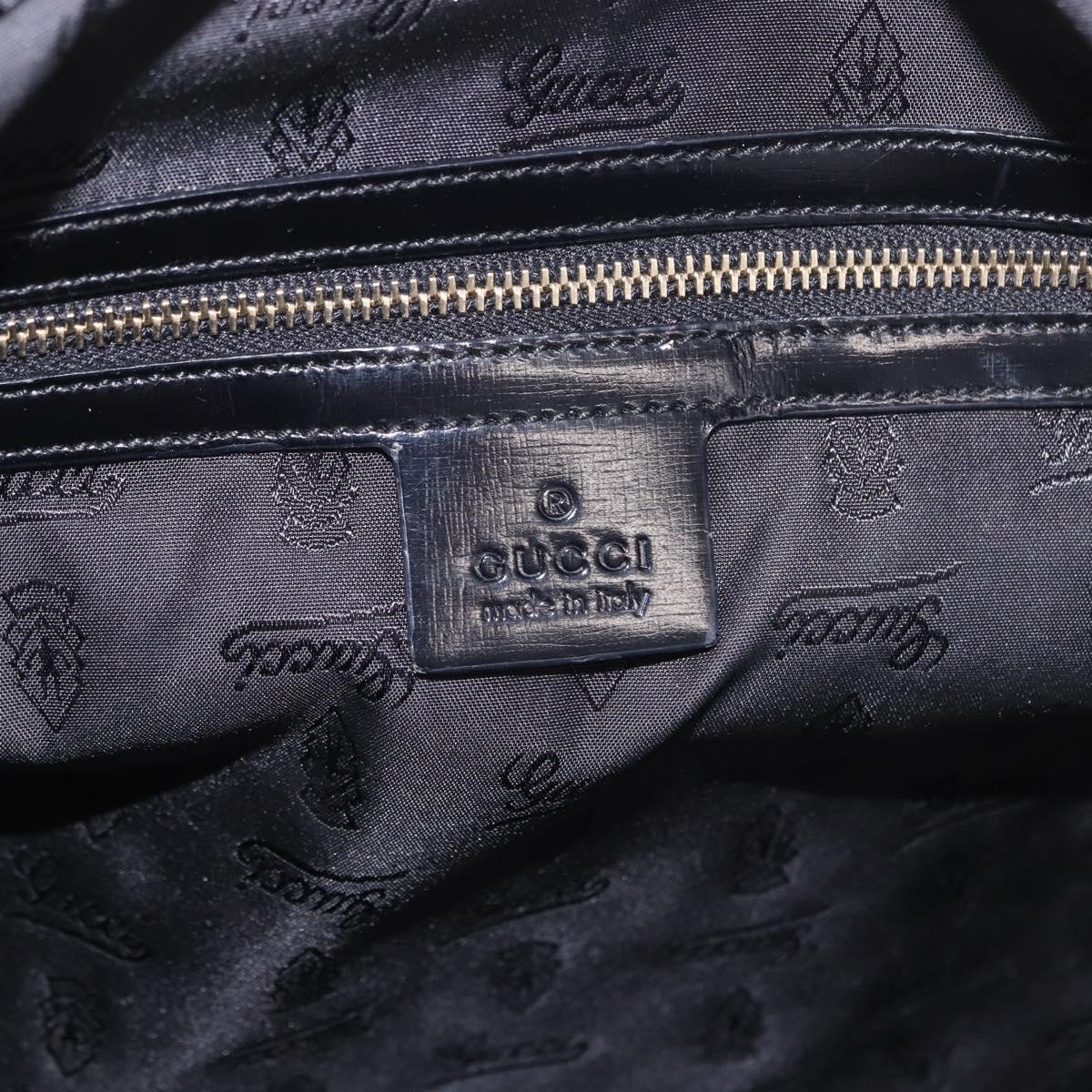 GUCCI Bamboo Hand Bag PVC Canvas 2way Black Gold Auth 189804A