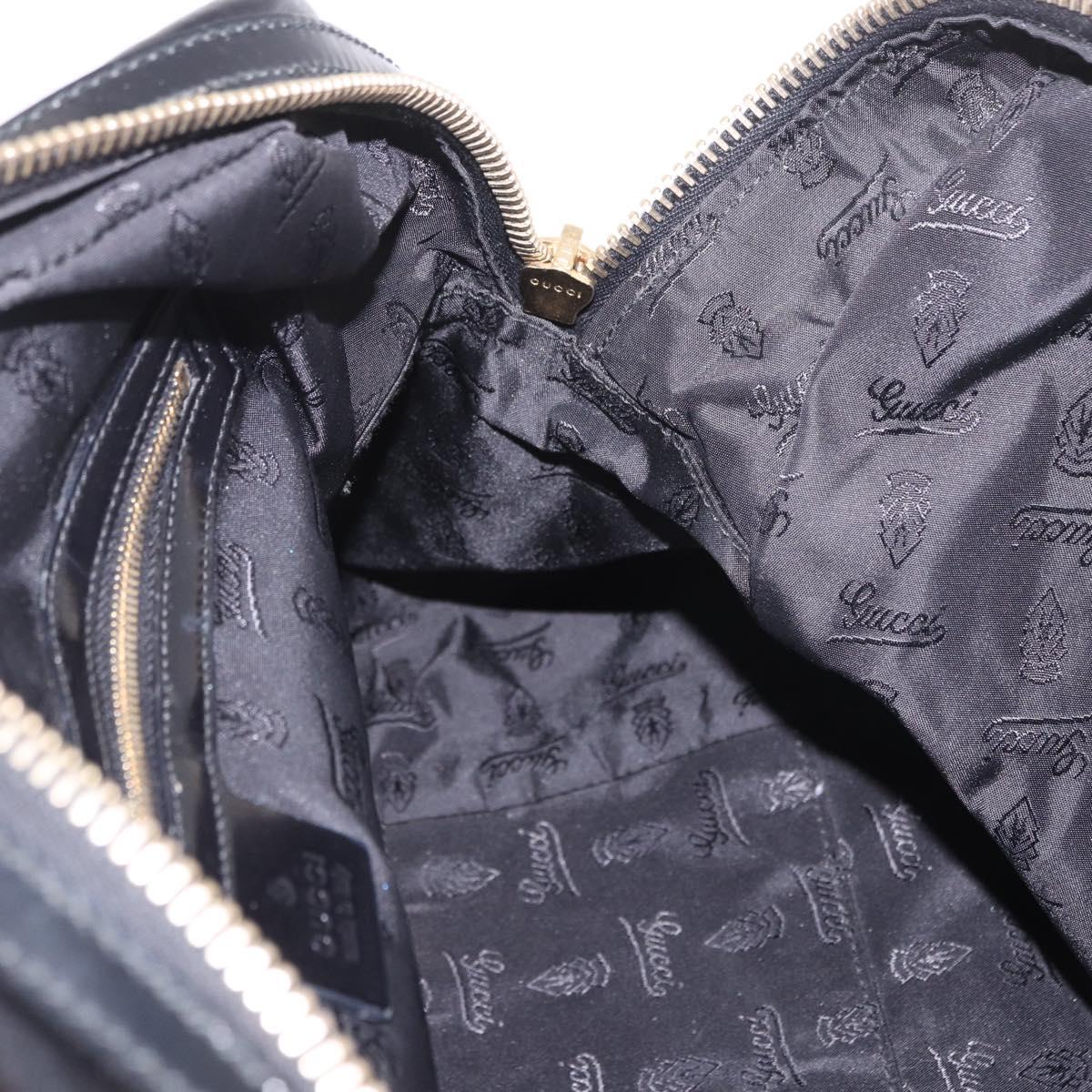 GUCCI Bamboo Hand Bag PVC Canvas 2way Black Gold Auth 189804A
