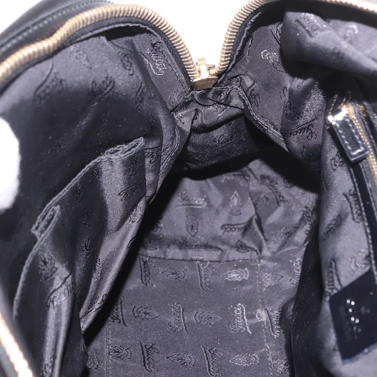 GUCCI Bamboo Hand Bag PVC Canvas 2way Black Gold Auth 189804A