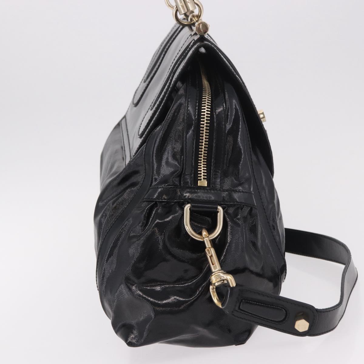 GUCCI Bamboo Hand Bag PVC Canvas 2way Black Gold Auth 189804A