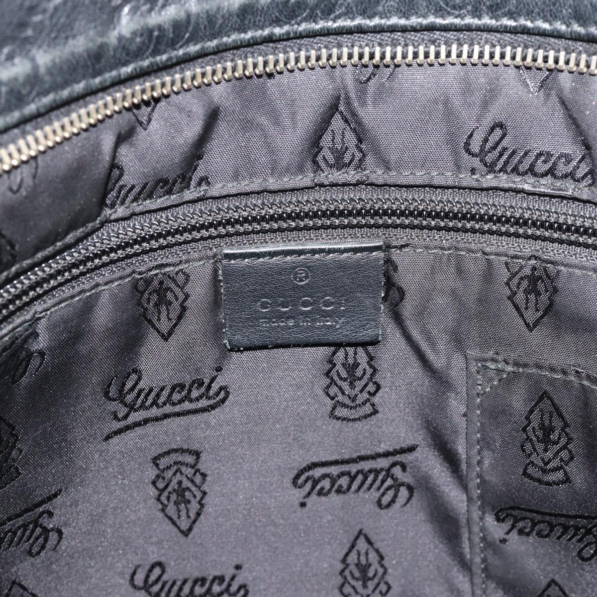 GUCCI GG Canvas Guccissima Shoulder Bag Leather Black Gold 201446 Auth 189806