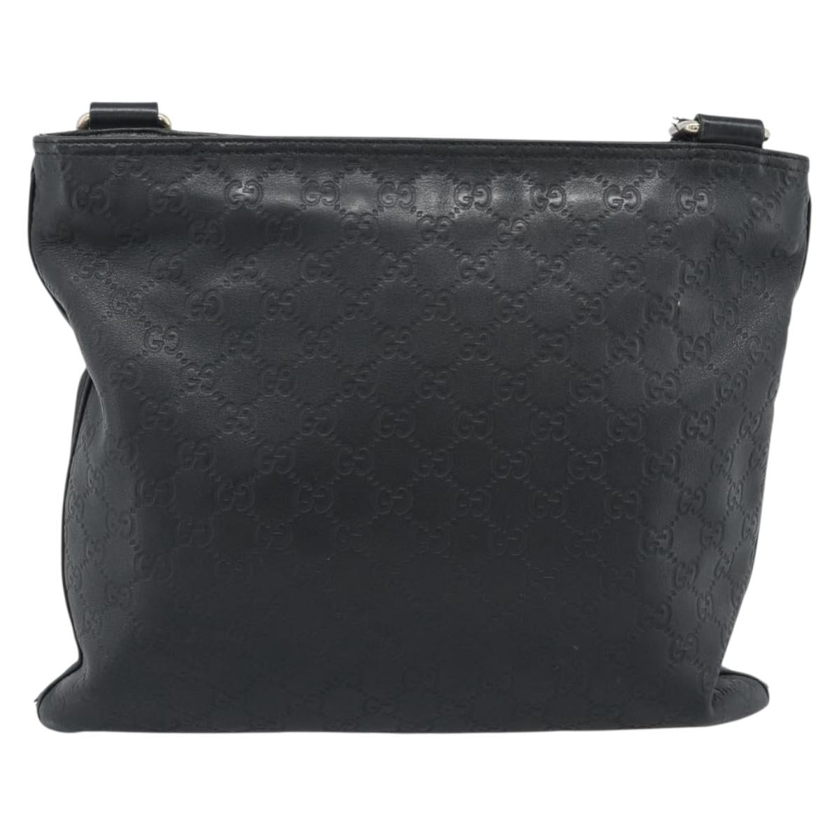 GUCCI GG Canvas Guccissima Shoulder Bag Leather Black Gold 201446 Auth 189806