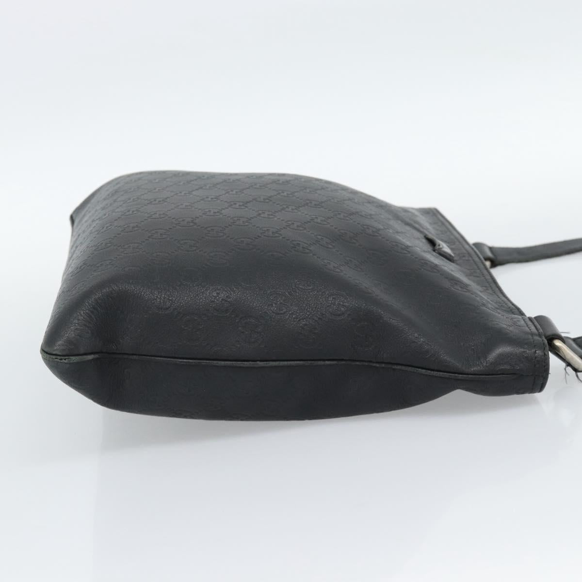 GUCCI GG Canvas Guccissima Shoulder Bag Leather Black Gold 201446 Auth 189806