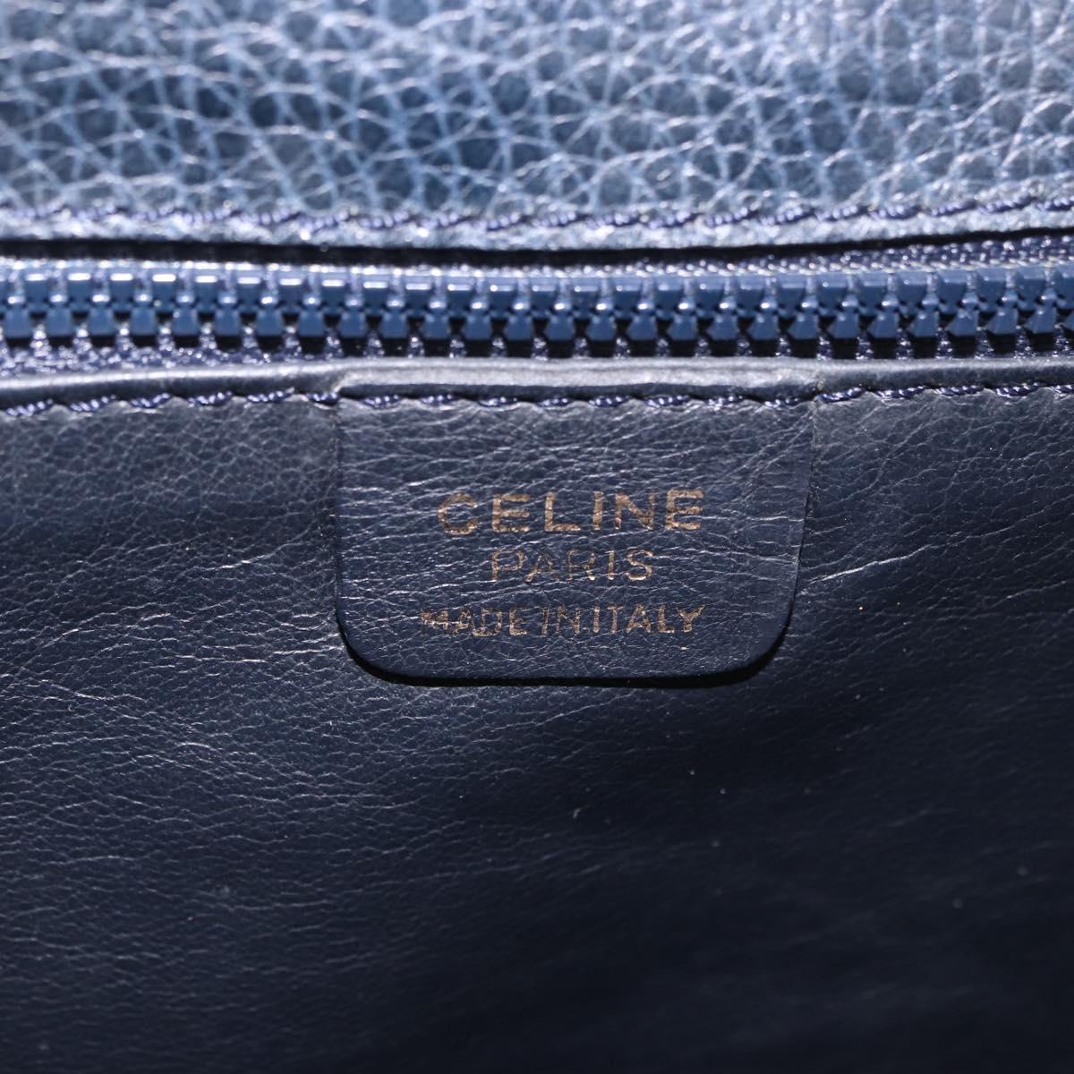 CELINE Medallion Chain Shoulder Bag Leather Black Gold Auth 189809A