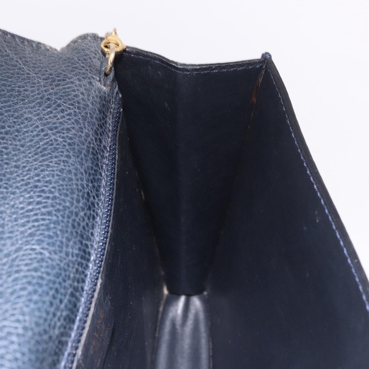 CELINE Medallion Chain Shoulder Bag Leather Black Gold Auth 189809A