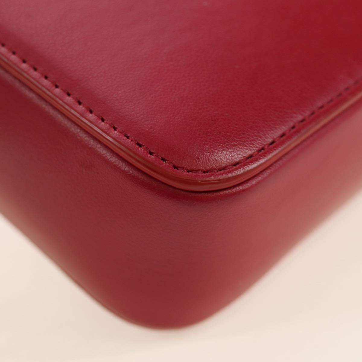 Christian Dior Trotter Canvas Shoulder Bag Leather Red Silver Auth 189811SM