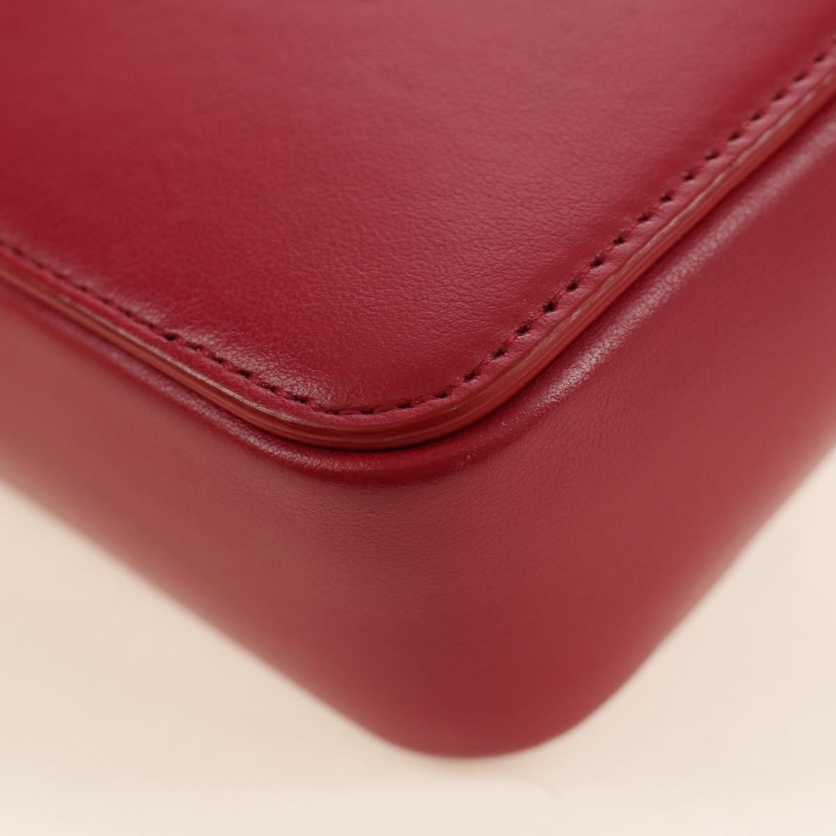 Christian Dior Trotter Canvas Shoulder Bag Leather Red Silver Auth 189811SM