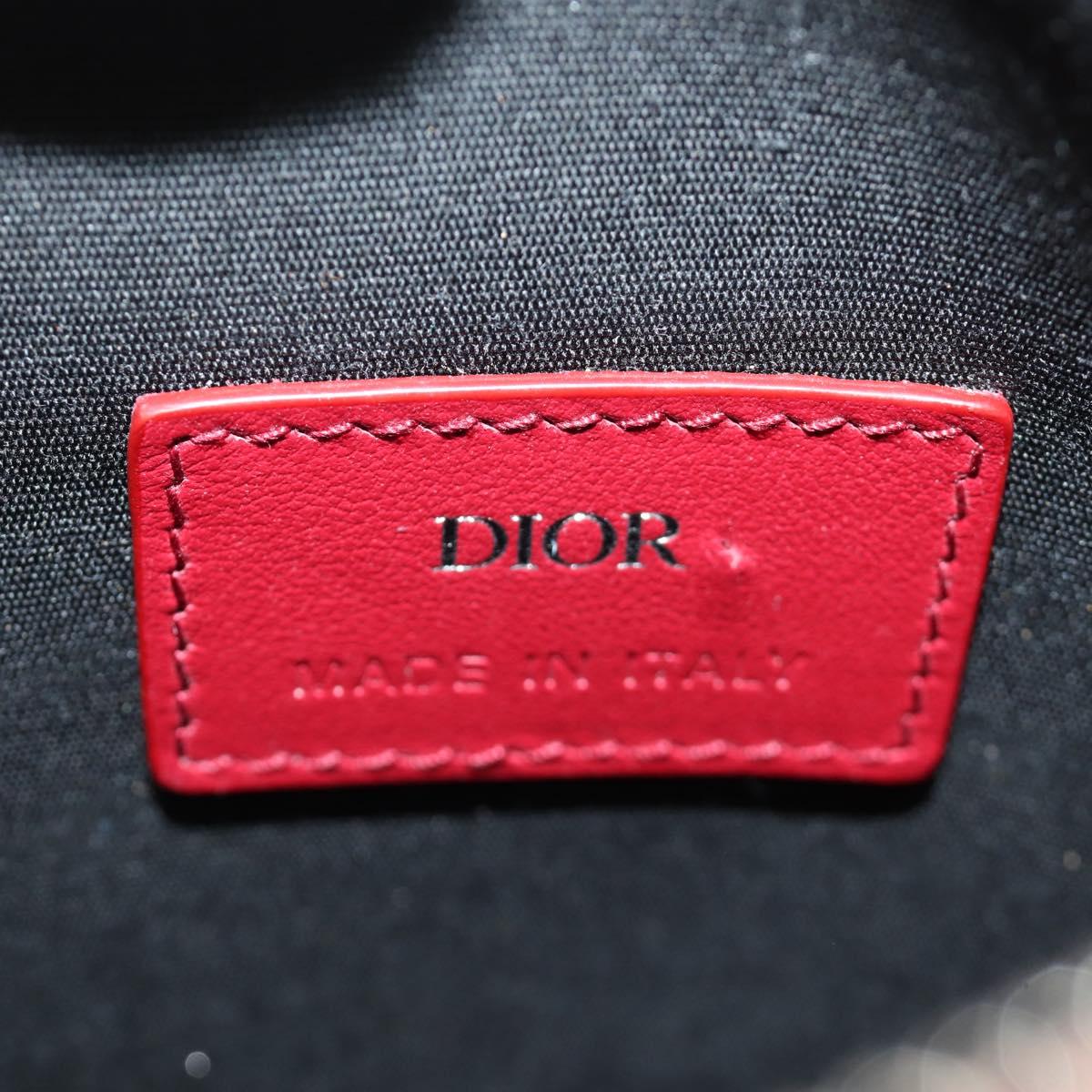 Christian Dior Trotter Canvas Shoulder Bag Leather Red Silver Auth 189811SM