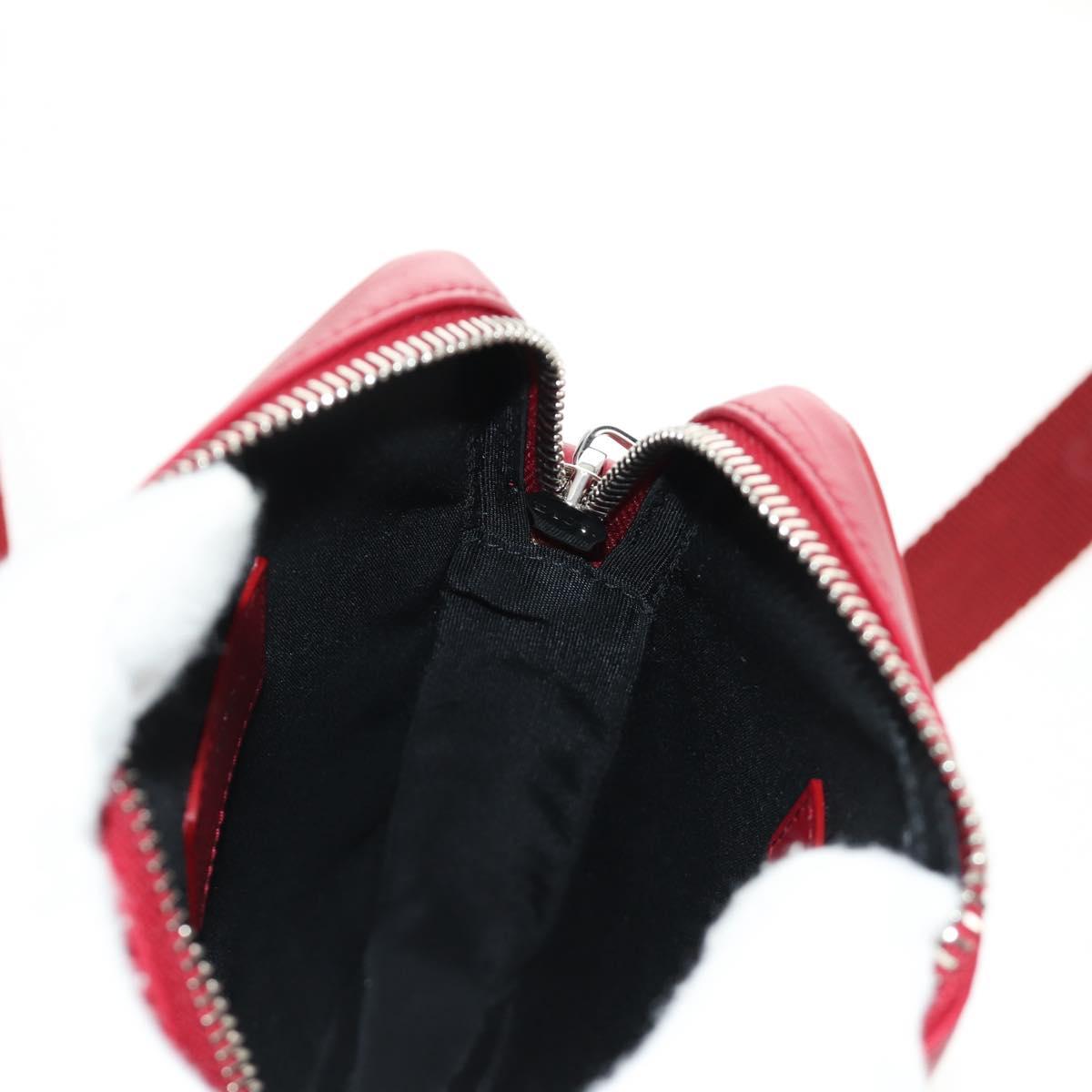Christian Dior Trotter Canvas Shoulder Bag Leather Red Silver Auth 189811SM