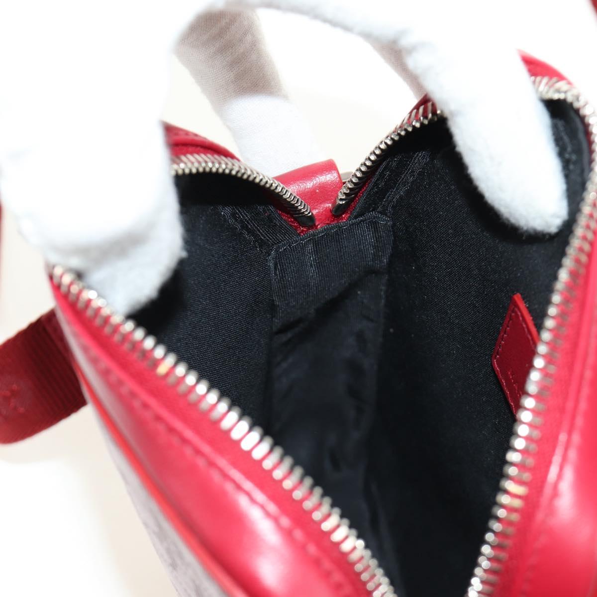 Christian Dior Trotter Canvas Shoulder Bag Leather Red Silver Auth 189811SM