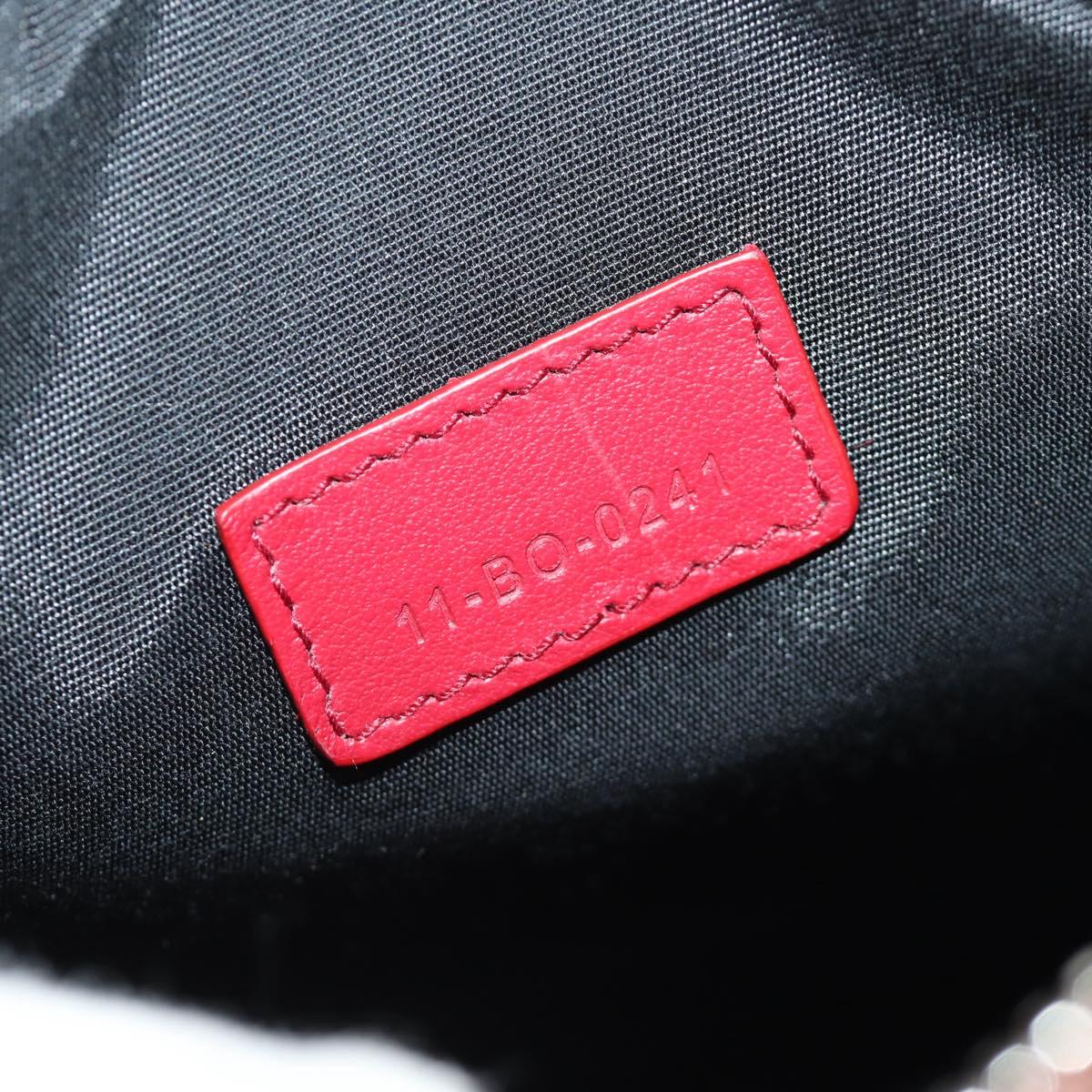 Christian Dior Trotter Canvas Shoulder Bag Leather Red Silver Auth 189811SM