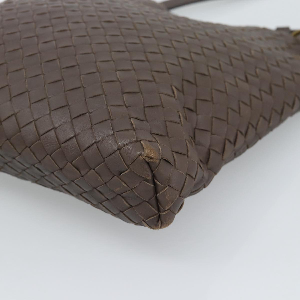 BOTTEGA VENETA INTRECCIATO Shoulder Bag Brown Gold 179330 Auth 189814A