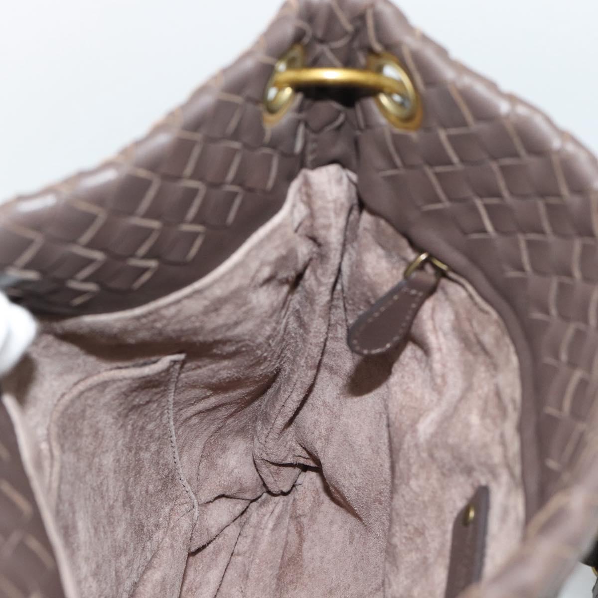 BOTTEGA VENETA INTRECCIATO Shoulder Bag Brown Gold 179330 Auth 189814A