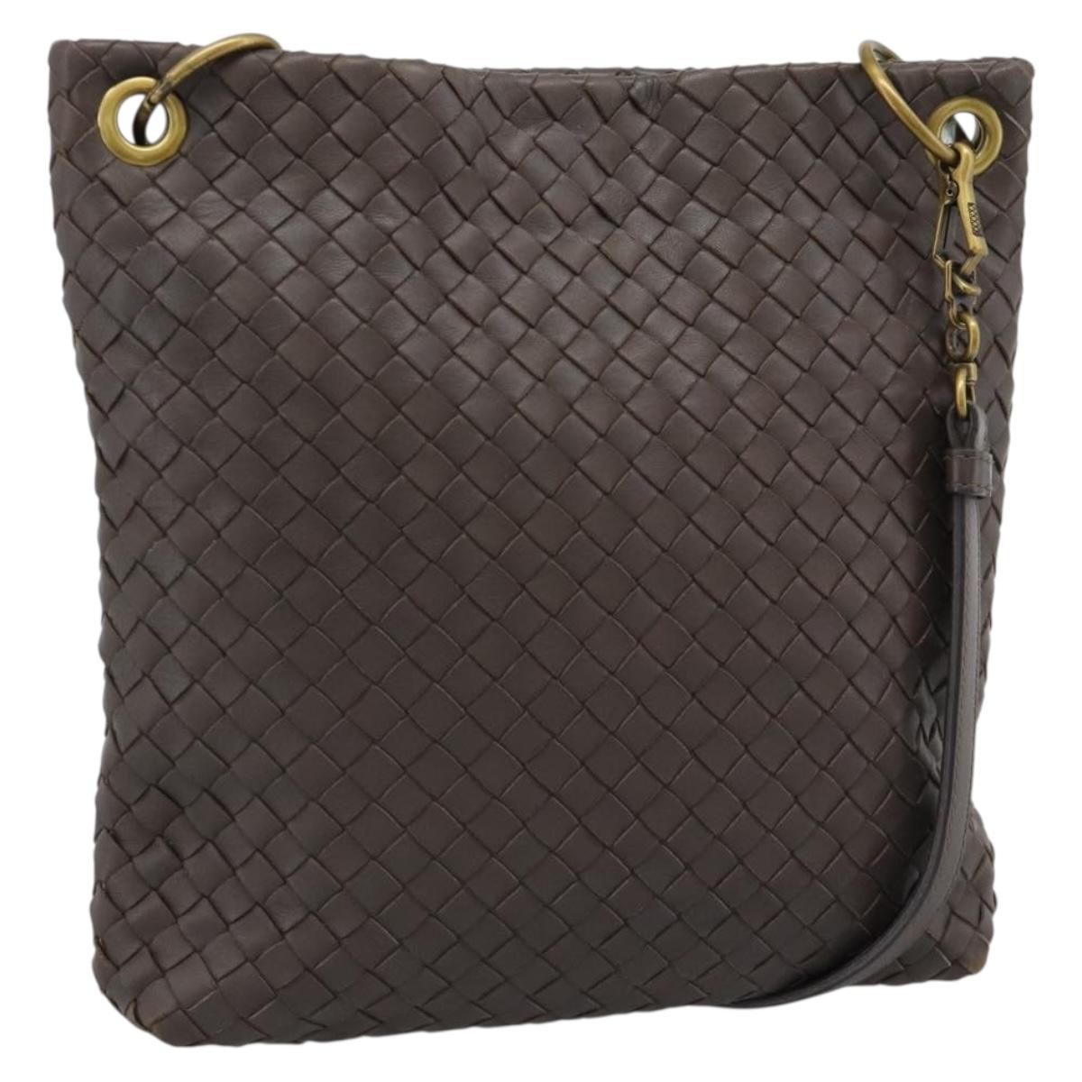 BOTTEGA VENETA INTRECCIATO Shoulder Bag Brown Gold 179330 Auth 189814A