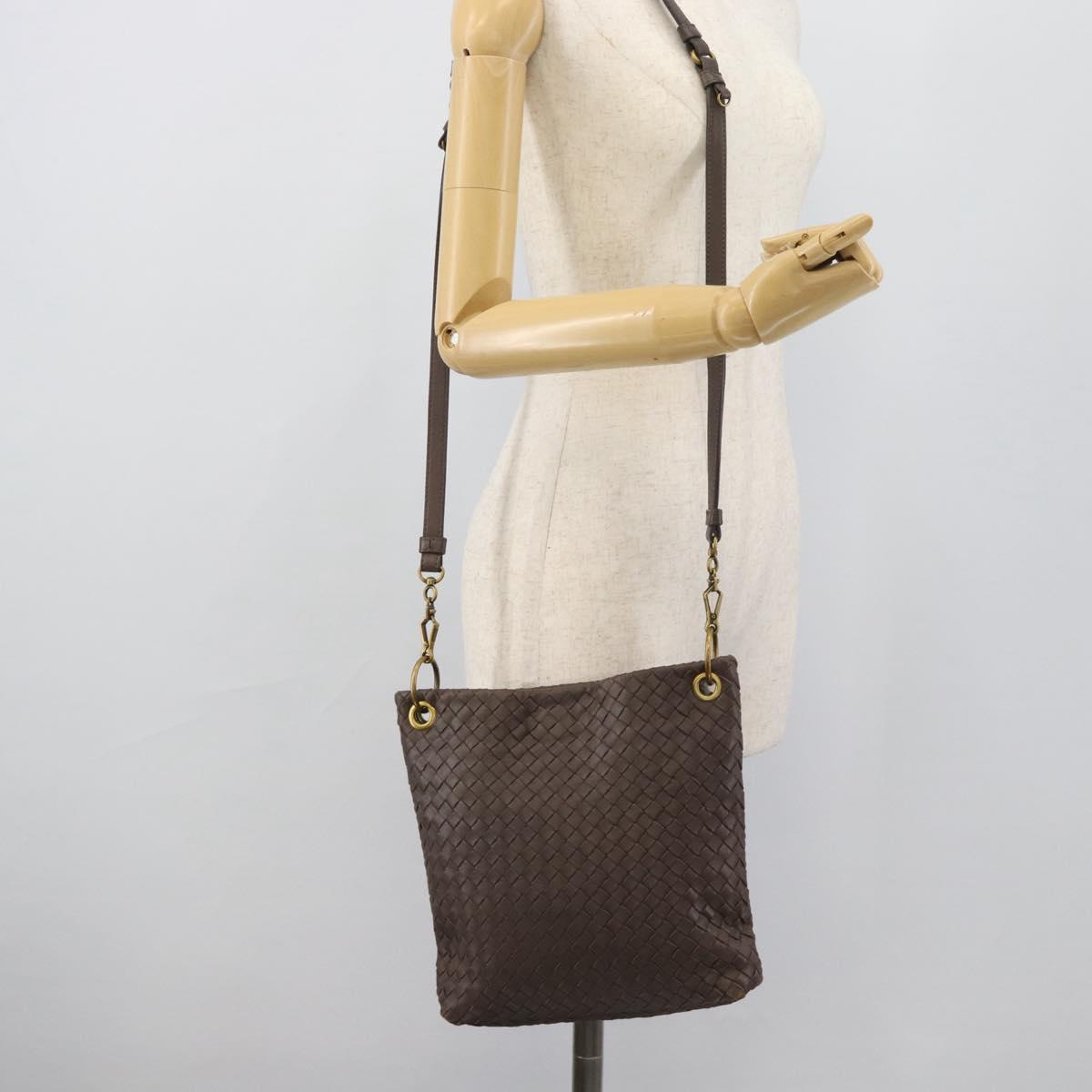 BOTTEGA VENETA INTRECCIATO Shoulder Bag Brown Gold 179330 Auth 189814A