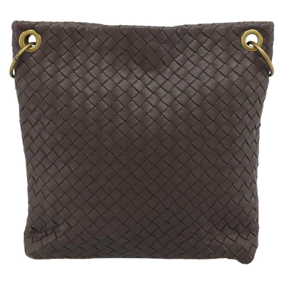 BOTTEGA VENETA INTRECCIATO Shoulder Bag Brown Gold 179330 Auth 189814A