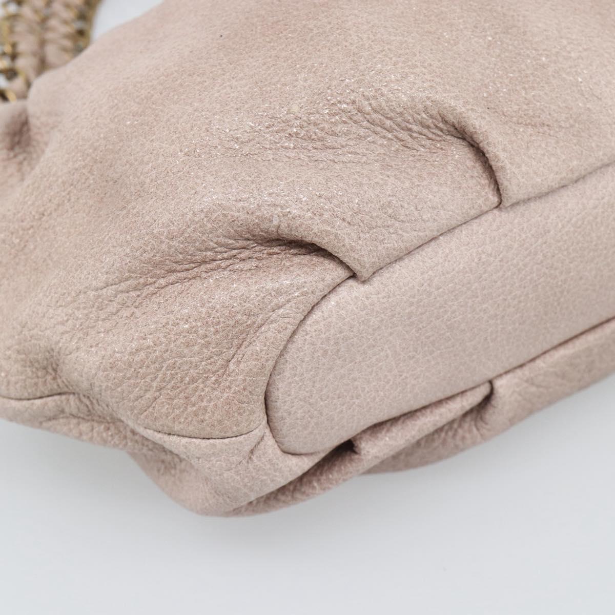PRADA Chain Shoulder Bag Vittero Dino Leather Pink Gold Auth 189816A