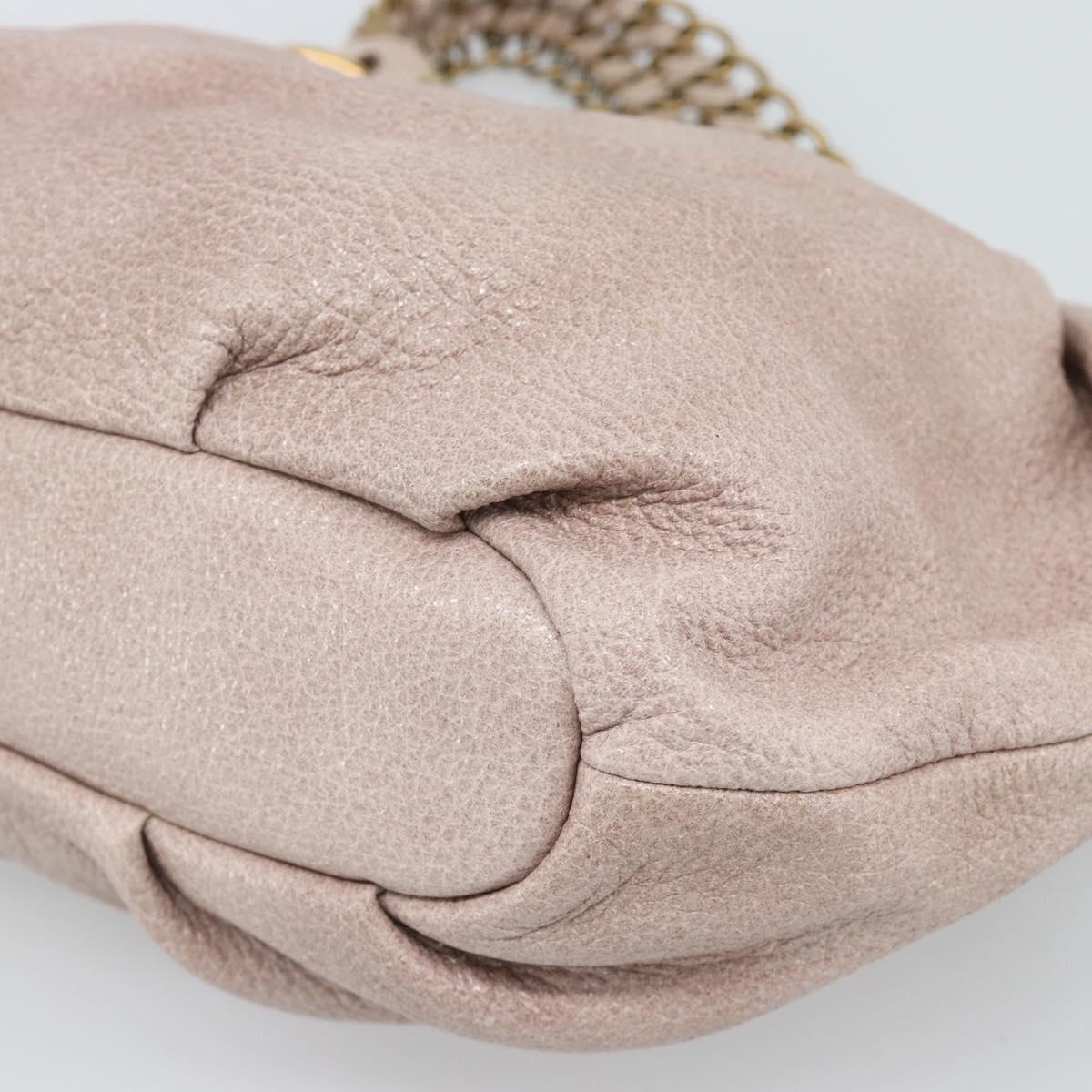 PRADA Chain Shoulder Bag Vittero Dino Leather Pink Gold Auth 189816A
